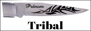 Couteau gravé - dessin Tribal